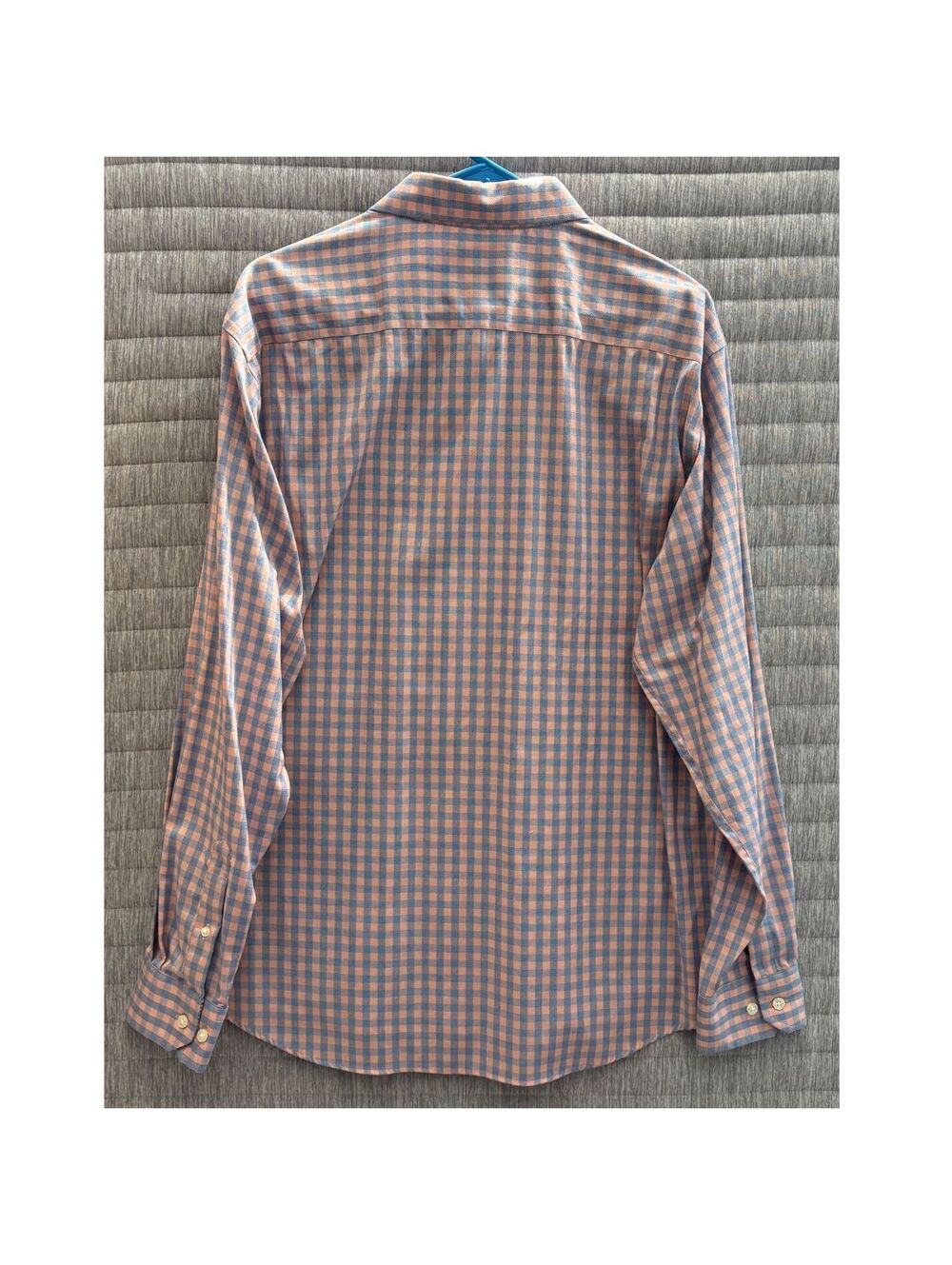 Egara Non-Iron Slim Fit Men's Dress Shirt Size XL Blue Pink Checkered Stretch - Picture 2 of 7